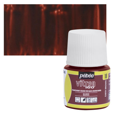 Pebeo Vitrea 160 Glass Paint - Earth Brown, Glossy, 45 ml bottle (swatch and bottle)