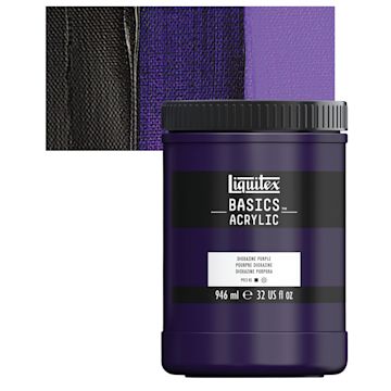 Open in modal - Liquitex Basics Acrylic Paint - Dioxazine Purple, 32 oz jar and swatch