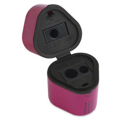 Faber-Castell Grip Trio Sharpener - Red Raspberry color shown open