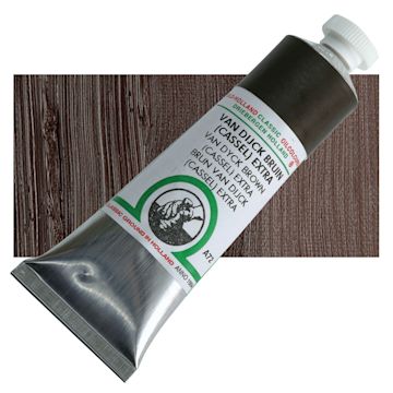 Open in modal - Old Holland Classic Oil Color - Van Dyck Brown Cassel Extra, 40 ml tube and swatch