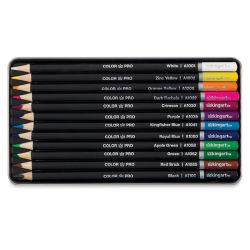 Kingart Colored Pencil Sets - Top view of open package of 12 pencils