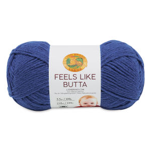 Lion Brand Feels Like Butta Yarn - Ball of Royal Blue Yarn shown