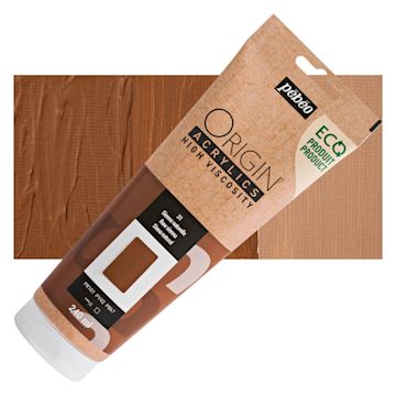 Open in modal - Pebeo Origin Acrylic Paint - Raw Sienna, 240 ml tube and swatch