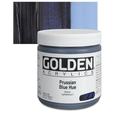Golden Heavy Body Artist Acrylics - Prussian Blue Historic Hue, 16 oz jar