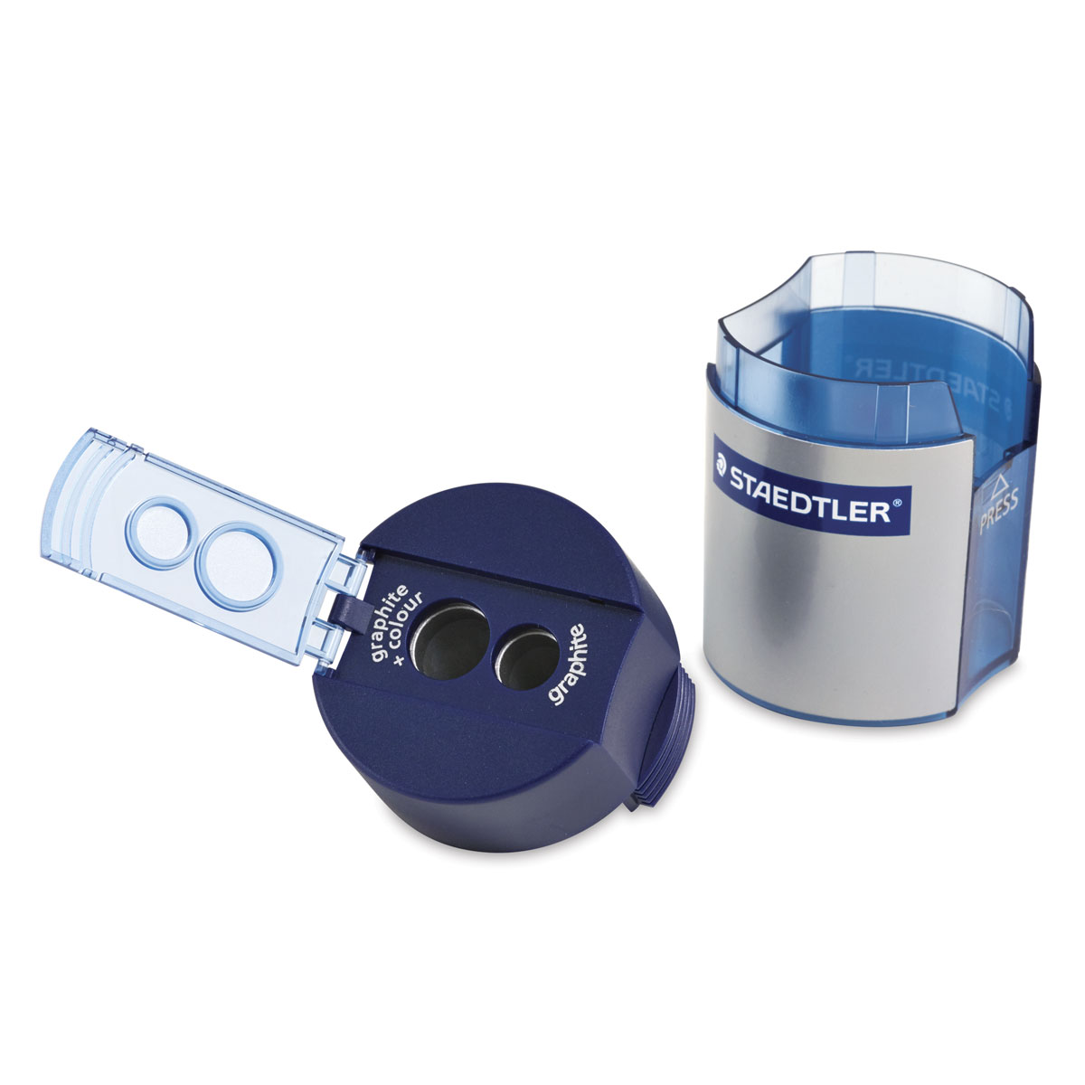 1-2/3 x 2-1/4 x 1-2/3 Inches Silver/Blue Staedtler Dual Hole Pencil Sharpener 