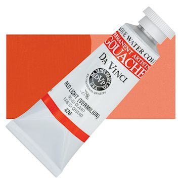 Open in modal - Da Vinci Professional Gouache - Red Light (Vermilion), 37 ml tube and swatch