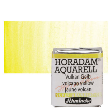 Schmincke Horadam Aquarell Artist Watercolor - Volcano Yellow, Supergranulation, Half Pan with Swatch