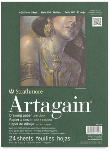 Strathmore Artagain Drawing Pad - 9 x 12, Black, 24 Sheets