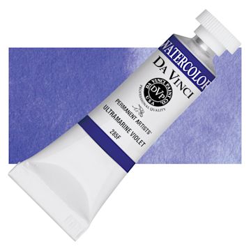 Open in modal - Da Vinci Artists' Permanent Watercolor - Ultramarine Violet, 15 ml tube and swatch