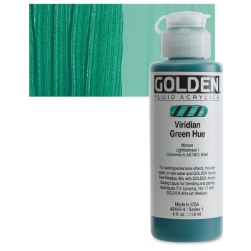 Golden Fluid Acrylics - Viridian Green Historical Hue, 4 oz bottle