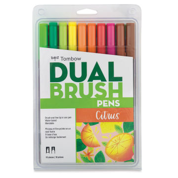 Tombow Dual Brush Pens - Set of 10, Citrus Colors. Front of package.