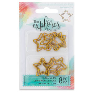 Momenta The Explorer Journal Metal Clips, Gold Stars, in packaging