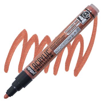 Open in modal - Pebeo Acrylic Marker - Precious Copper, 4 mm Bullet Nib marker and swatch