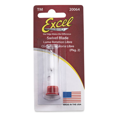 Excel Blades Swivel Blade - Front of package of 2 No.64 replacement blades in storage tube