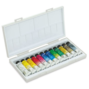 La Petite Aquarelle Watercolor, Set of 12 Tubes  Left Angle Open Package with Paints