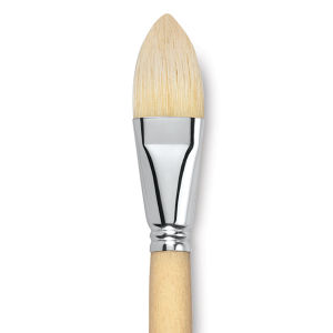 Escoda Clasico Chungking White Bristle Brush - Short Filbert, Long Handle, Size 28