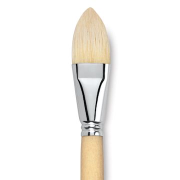 Open in modal - Escoda Clasico Chungking White Bristle Brush - Short Filbert, Long Handle, Size 28 close up
