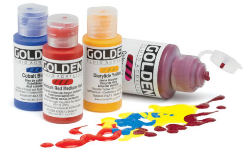 Golden Fluid Acrylic Paint, 4 oz. bottles, flat-rate shipping, $ 5.00