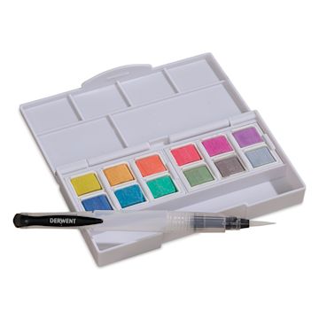 Open in modal - Derwent Watercolor Half Pan Paint - Set of 12, Pastels