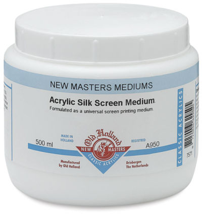 New Masters Acrylic Silk Screen Medium - Front of 500 ml Jar