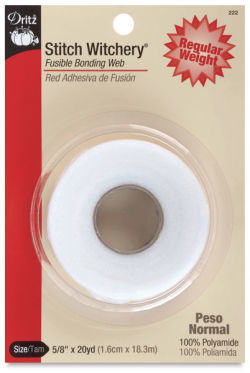 Dritz Stitch Witchery Fusible Bonding Web - Regular for White or Light Colored Fabrics, 5/8"W x 20 yard roll