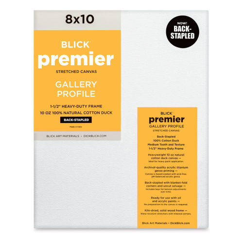 Blick Premier Stretched Cotton Canvas - Gallery Profile, Back-Stapled, 8 x  10