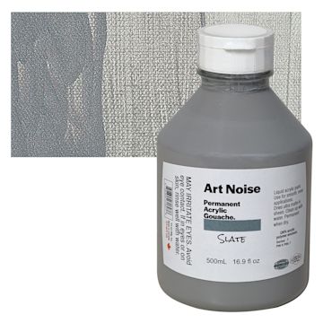 Open in modal - Tri-Art Art Noise Permanent Acrylic Gouache - Slate, 500 ml, Bottle and swatch