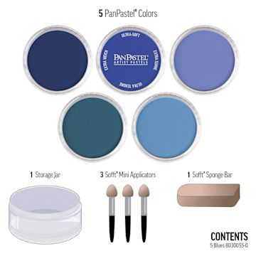 Open in modal - PanPastel Artists’ Painting Pastels Set - Blues, Set of 5 - contents