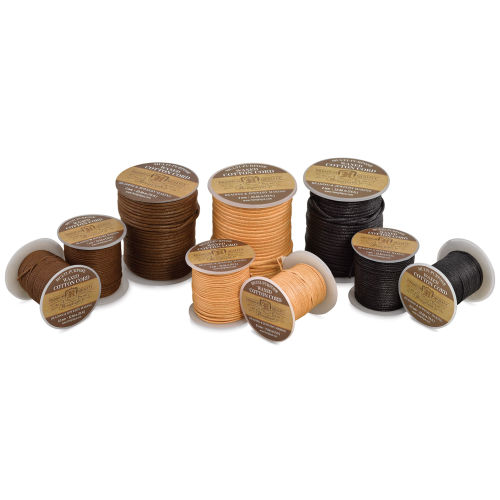 Waxed Cotton Cord Wood Spools - Hemptique 2mm / Black