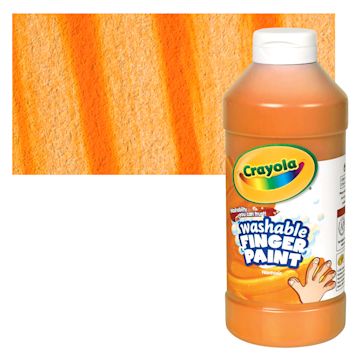 Open in modal - Crayola Washable Fingerpaint - Orange, 16 oz bottle and swatch