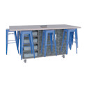 CEF Ed8 Work Table with Stools - Royal Blue, Paint Scrape Steel, 36"H