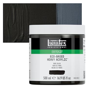 Open in modal - Liquitex Bio-Based Heavy Acrylic Paint - Mars Black, 500 ml jar and swatch