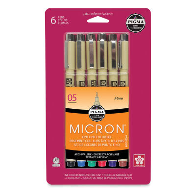 Sakura Pigma Micron Pens - Set of 6, Assorted Colors, 05