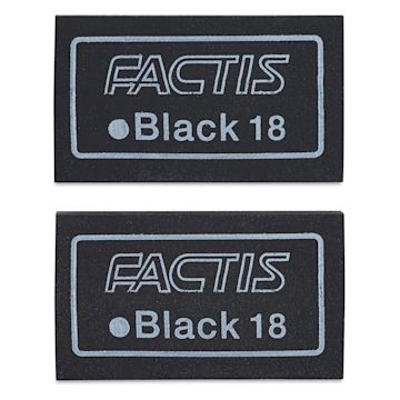 Open in modal - General's Factis Magic Black Eraser - Top view of two erasers shown