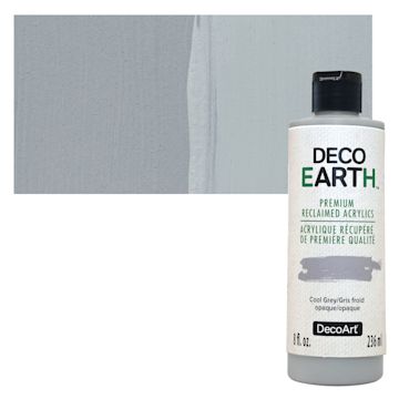 Open in modal - DecoArt DecoEarth Premium Reclaimed Acrylic Paint - Cool Grey, 8 oz bottle with swatch