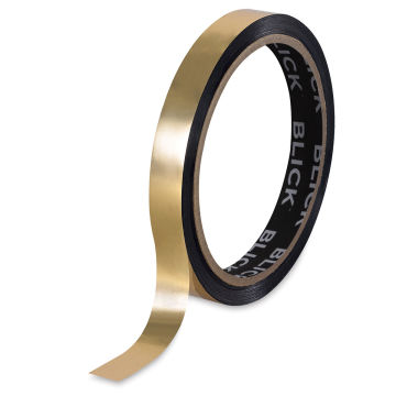Blick Metallic Tape - Standing roll of Gold Metallic tape, slightly unrolled