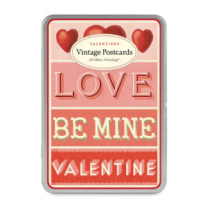 Cavallini Vintage Valentines Postcards - Set of 12, Love (front of tin)