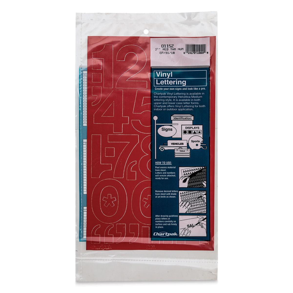 Chartpak Vinyl Numbers 2" Numbers, Red BLICK Art Materials