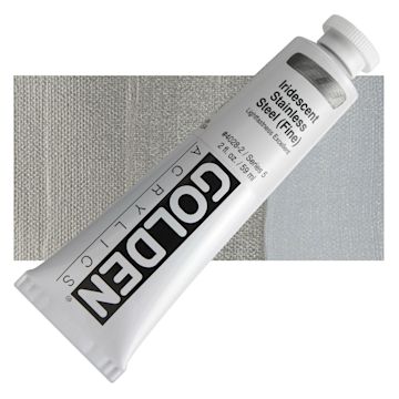 Open in modal - Golden Heavy Body Artist Acrylic - Iridescent Stainless Steel (Fine), 2 oz tube and swatch