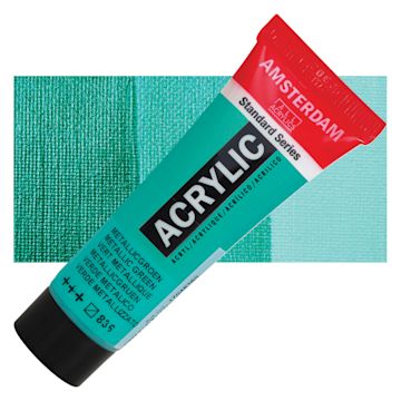 Open in modal - Amsterdam Standard Series Acrylic - Metallic Green, 20 ml Tube and swatch