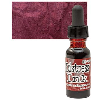 Open in modal - Ranger Distress Ink Pad Re-Inker - Aged Mahogany bottle and swatch