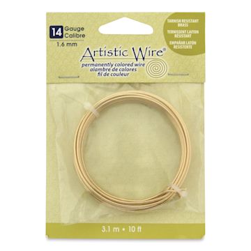 Open in modal - Artistic Wire Aluminum Craft Wire - Brass, Tarnish Resistant, 14 Gauge, 10 ft