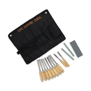 Carving Chisel Set - 13 pc components shown with Fabric Storage case
