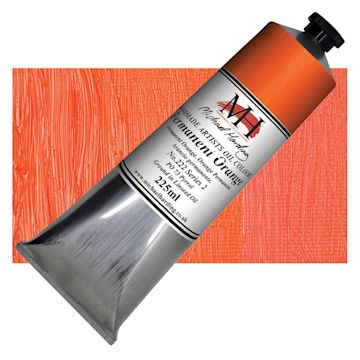 Open in modal - Michael Harding Artists Oil Paint - Permanent Orange, 225 ml tube and swatch