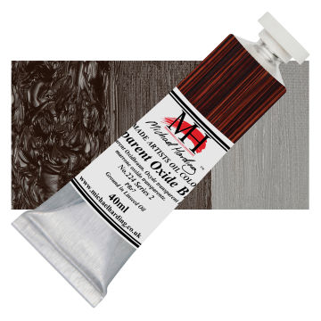 Michael Harding Artist Oil Paint - Transparent Oxide Brown, 40 ml tube and swatch