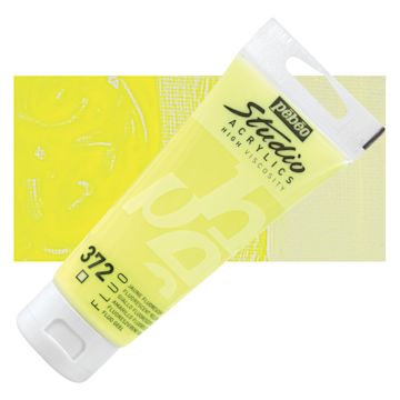 Open in modal - Pebeo High Viscosity Acrylic - Fluorescent Yellow, 100 ml tube and swatch
