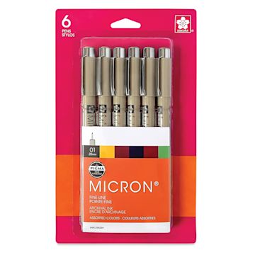 Open in modal - Sakura Pigma Micron Pen - Set of 6, Natural Earth, 01, front of the packaging