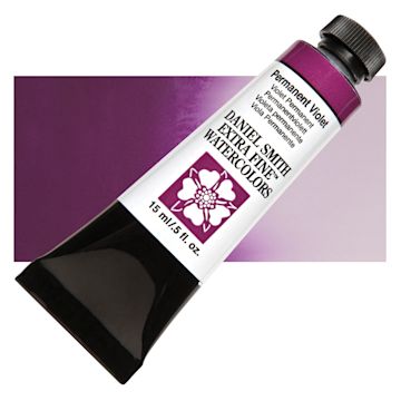 Open in modal - Daniel Smith Extra Fine Watercolor - Permanent Violet, 15 ml Tube and swatch