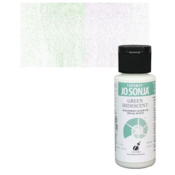 Open in modal - Chroma’s Jo Sonja Specialty Acrylic Paint - Iridescent Green, 60 ml bottle and swatch