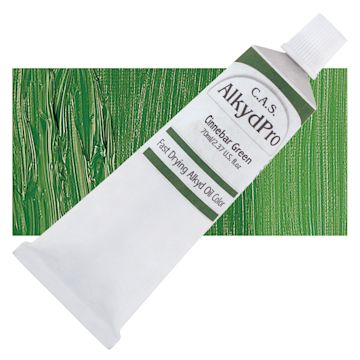 Open in modal - CAS AlkydPro Fast-Drying Alkyd Oil Color - Cinnebar Green, 70 ml tube and swatch